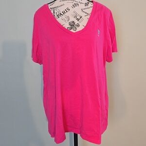Pink U.S. Polo Association V-Neck Tee